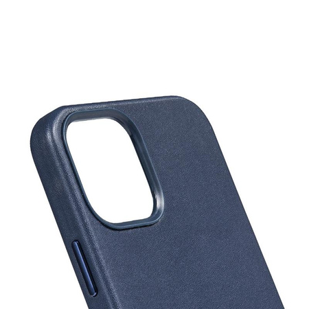 Crong Essential Cover - iPhone 12 / iPhone 12 Pro Öko-Lederhülle (marineblau)