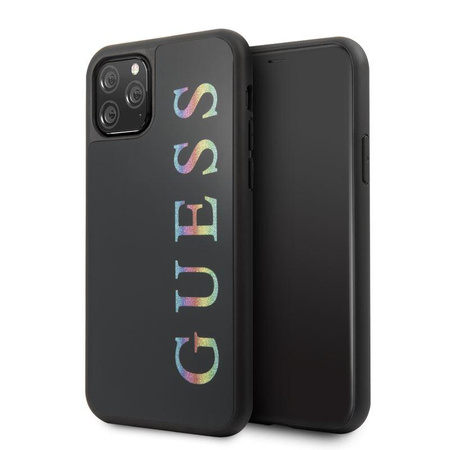 Guess Double Layer Glitter Case Logo Multicolor - Coque pour iPhone 11 Pro (Noir/Multicolore)