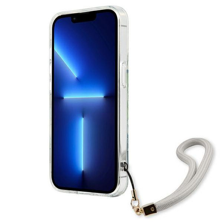 Guess Flower Cord - pouzdro se šňůrkou na iPhone 13 mini (zelené)