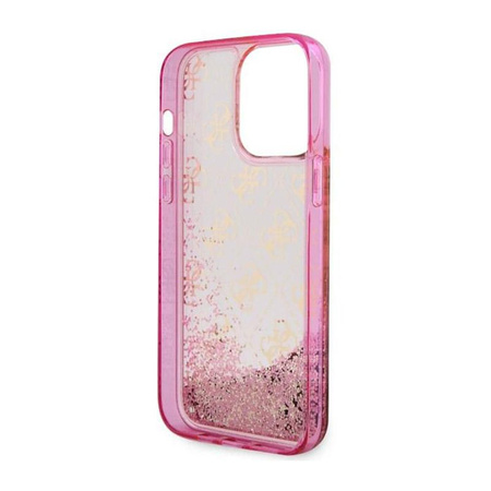 Guess Liquid Glitter Transculent 4G - Coque iPhone 14 Pro (Rose)