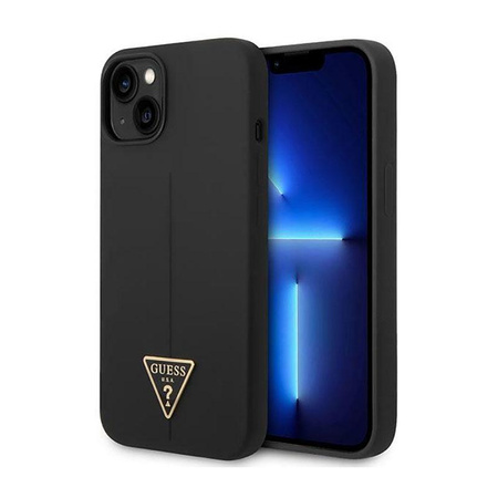 Silikonové pouzdro Guess s trojúhelníkovým logem - iPhone 14 Plus (černé)