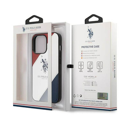 US Polo Assn Tricolor Embossed - iPhone 14 Pro Max Case (white)