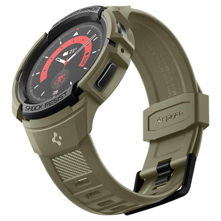 Spigen Rugged Armor Pro - řemínek + pouzdro pro Samsung Galaxy Watch 5 45 mm (Vintage Khaki)
