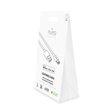 PURO White - Kabel połączeniowy USB Apple złącze Lightning MFi 1m (biały)