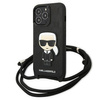 Karl Lagerfeld Monogramm Leder Patch und Kordel Iconik - iPhone 13 Pro Max Fall