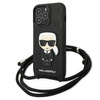 Karl Lagerfeld Monogramm Lederaufnäher und Kordel Iconik - iPhone 13 Pro Tasche