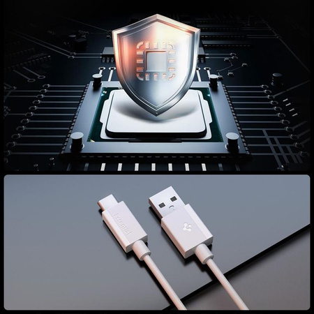 BIAŁY KABEL SPIGEN USB USB C 2M SZYBKIE ŁADOWANIE, Odporny, Wytrzymały, 60W
