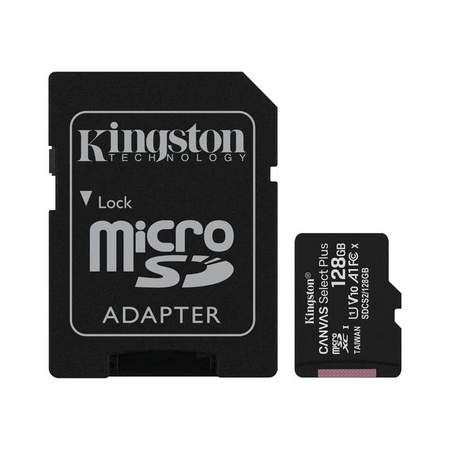 Paměťová karta Kingston Canvas Select Plus microSDXC - 128 GB A1 Class 10 UHS-I U1 V10 100 MB/s s adaptérem
