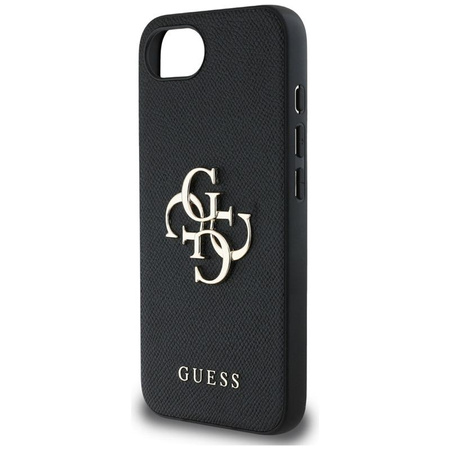 Guess Genarbtes Großes 4G Logo Kleines Klassisches Logo - Tasche für iPhone 16e (schwarz)