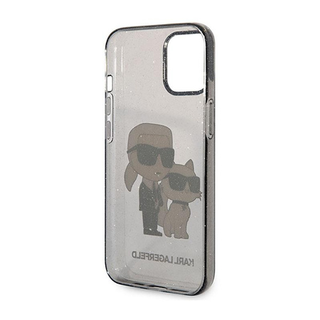 Karl Lagerfeld IML Glitter NFT Karl & Choupette - Coque iPhone 12 / iPhone 12 Pro (noir)