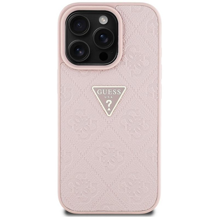 Guess Hot Stamp 4G minta háromszög fém logó - tok iPhone 16 Pro Max (rózsaszín)