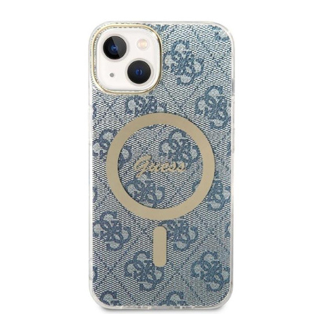 Guess Bundle Pack MagSafe 4G - MagSafe iPhone 14 case + charger set (blue/gold)