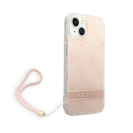Guess 4G Print Cord - Etui avec dragonne iPhone 14 (rose)