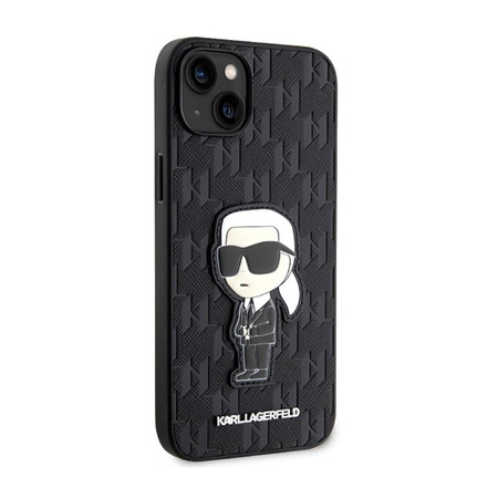 Karl Lagerfeld Saffiano Monogramm NFT Ikonik - iPhone 14 Plus Tasche (Schwarz)