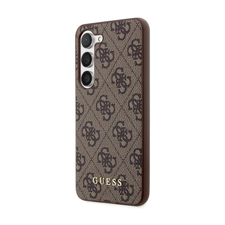 Guess 4G Metal Gold Logo - pouzdro pro Samsung Galaxy S24+ (hnědé)