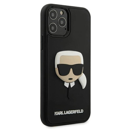 Karl Lagerfeld 3D gumové pouzdro s hlavou Karla - iPhone 12 / iPhone 12 Pro (černé)
