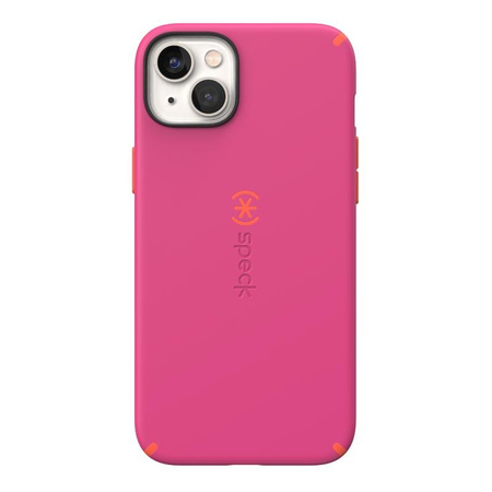 Speck CandyShell Pro - Coque pour iPhone 14 Plus avec revêtement MICROBAN (Digital Pink / Energy Red)