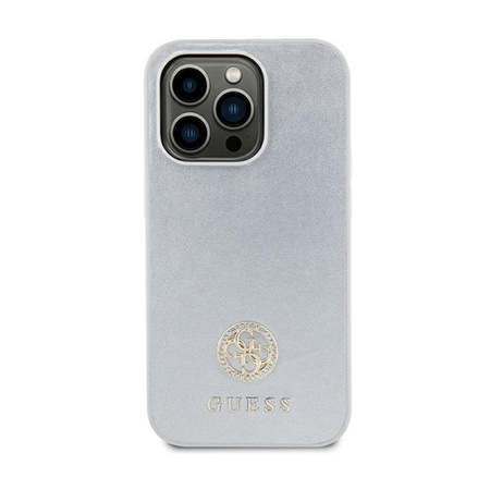 Guess 4G Strass Metal Logo - pouzdro pro iPhone 15 Plus (stříbrné)