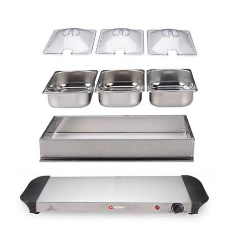 Alpina - food heater, bemar 3x1.25 l power 200W stainless steel