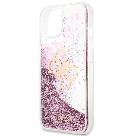 Guess Liquid Glitter 4G Big Logo - pouzdro pro iPhone 13 mini (růžové)