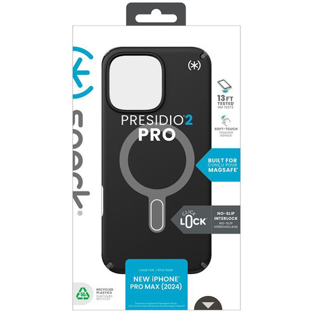 Speck Presidio2 Pro ClickLock & MagSafe - iPhone 16 Pro Max Case (Black / Slate Grey / White)