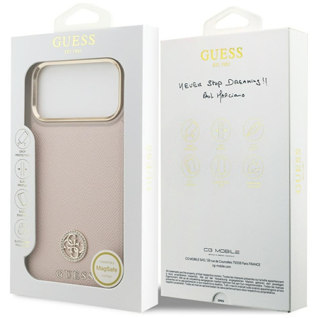 Guess Grained Strass Logo MagSafe - Case iPhone 17 Pro Max (pink)