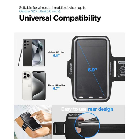 Spigen A703 Dynamic Shield Armband - Etui / brassard de sport pour smartphone jusqu'à 6,9" (noir)