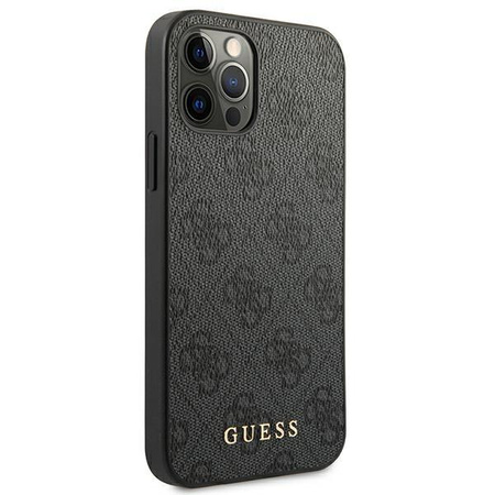 Guess 4G Metall Gold Logo - iPhone 12 / iPhone 12 Pro Tasche (grau)