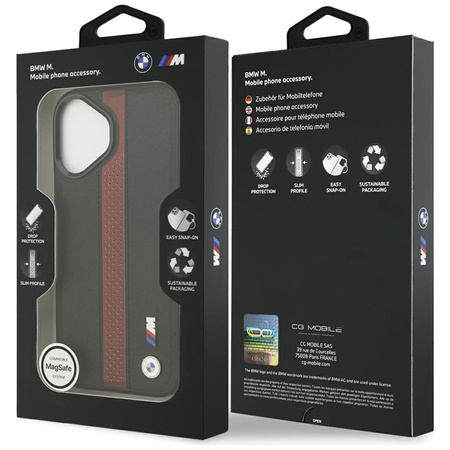 Pouzdro BMW M s perforovaným pruhem a logem MagSafe pro iPhone 17 (červené)