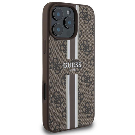 Guess 4G Printed Stripes MagSafe - Pouzdro iPhone 16 Pro Max (hnědé)