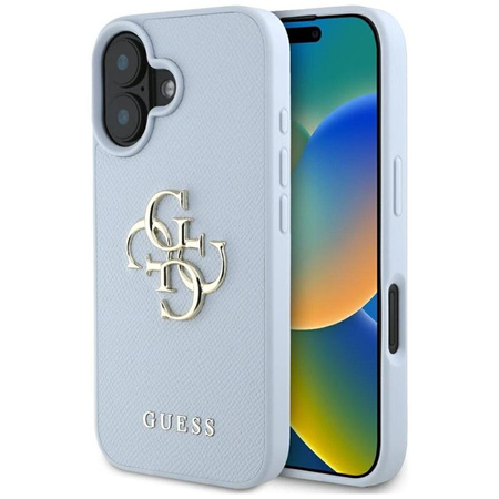 Guess szemcsés Big 4G Logo Small Classic Logo - tok iPhone 16-hoz (kék)