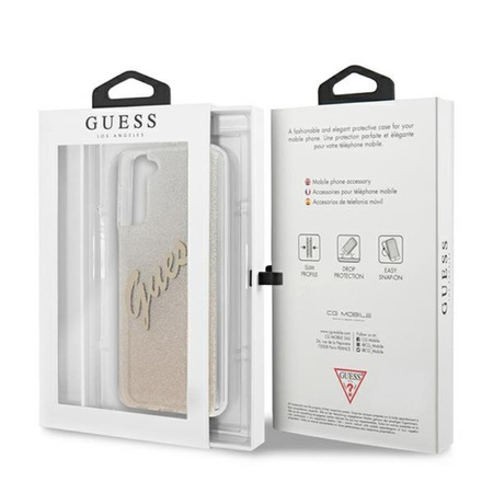 Guess Glitter Gradient Script - Etui Samsung Galaxy S21 (złoty)