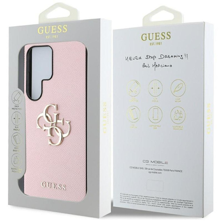 Guess Grained Big 4G Logo Small Classic Logo - Hülle für Samsung Galaxy S25 Ultra (rosa)