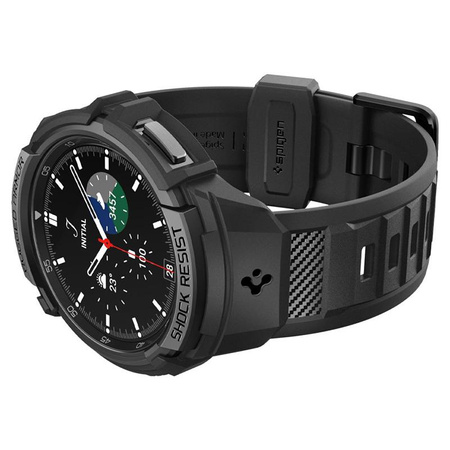 Spigen Rugged Armor Pro - Strap + Case for Samsung Galaxy Watch 6 Classic 43 mm (Black)