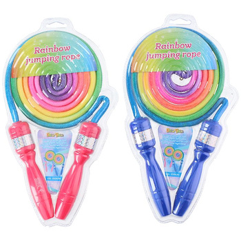 Eddy Toys - Corde à sauter colorée 210 cm (poignées rouges)