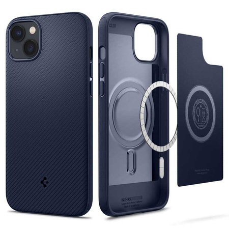 Spigen Mag Armor - Coque pour iPhone 15 Plus / iPhone 14 Plus (Bleu marine)