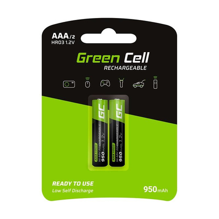 Green Cell - 2x AAA HR03 950mAh Rechargeable Batteries