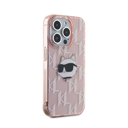 Karl Lagerfeld IML Choupette Head & Monogram - pouzdro pro iPhone 15 Pro Max (růžové)