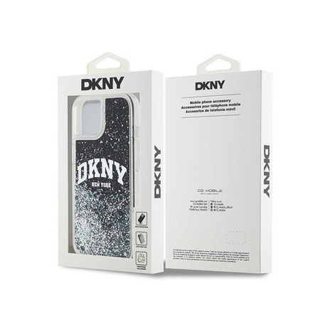 DKNY Liquid Glitter Big Logo - Coque pour iPhone 15 Plus / 14 Plus (noir)