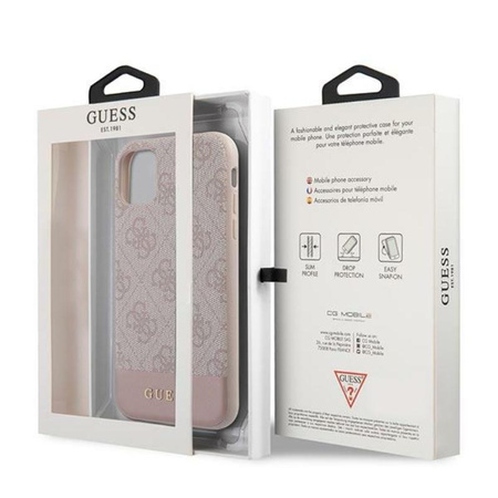 Guess 4G Bottom Stripe Collection - Coque pour iPhone 11 (rose)