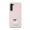 Karl Lagerfeld szilikon Choupette fém kitűző - Samsung Galaxy S24 tok (rózsaszín)