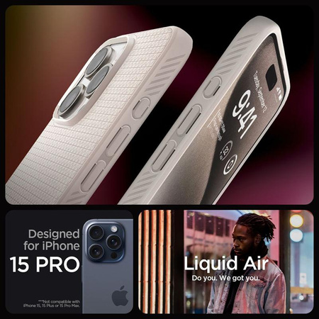 Spigen Liquid Air - tok iPhone 15 Pro Max készülékhez (természetes titán)