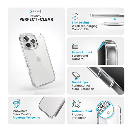 Speck Presidio Perfect-Clear - iPhone 16 Pro Case (Clear)