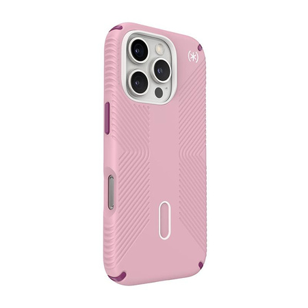 Speck Presidio2 Grip ClickLock & MagSafe - iPhone 16 Pro Fall (Mittwoch Rosa / Boysenberry lila / weiß)