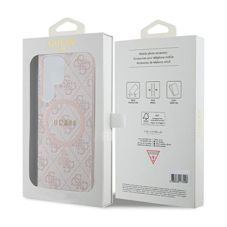 Guess 4G Collection Leather Metal Logo MagSafe - Hülle für Samsung Galaxy S24 Ultra (Rosa)