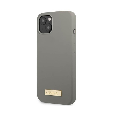 Guess Silikon Logo Platte MagSafe - iPhone 13 Mini Tasche (grau)