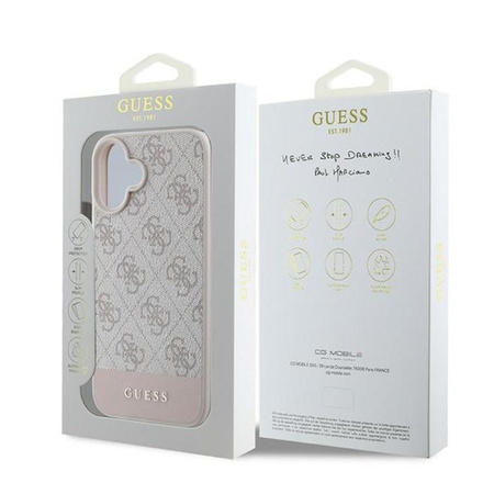 Guess 4G Bottom Stripe - Coque pour iPhone 16 Plus (rose)