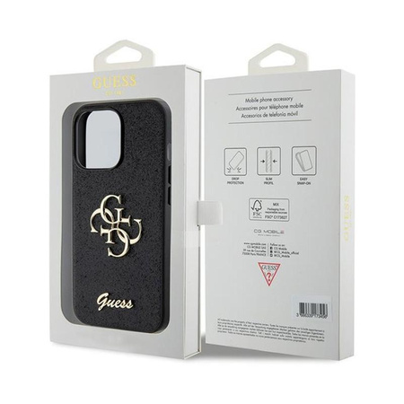 Étui Guess Glitter Script Big 4G - iPhone 13 Pro Case (noir)