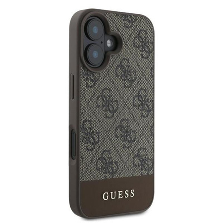 Guess 4G Bottom Stripe – Pouzdro pro iPhone 16 Plus (hnědé)