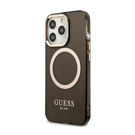 Guess Gold Outline Translucent MagSafe - iPhone 13 Pro Case (black)